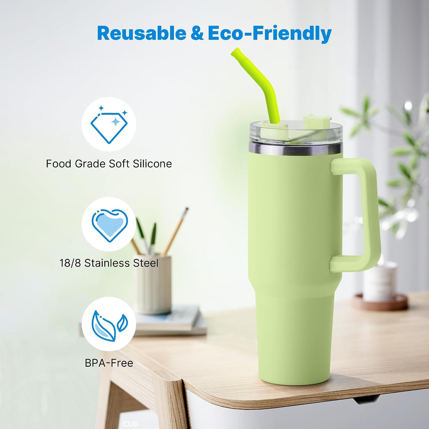 Replacement Metal Straws with Silicone Tip for 40oz Stanley Cup