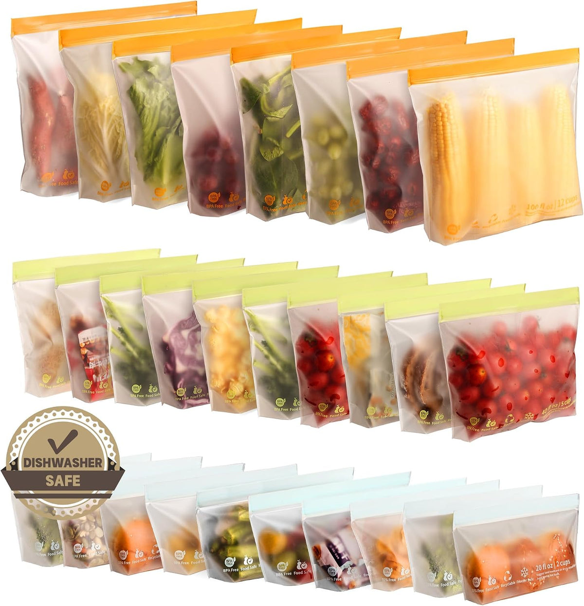 28 Pack Reusable Sandwich Bags,Food Storage Bags Freezer Bags