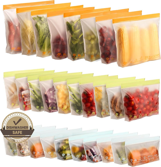 28 Pack Reusable Sandwich Bags,Food Storage Bags Freezer Bags