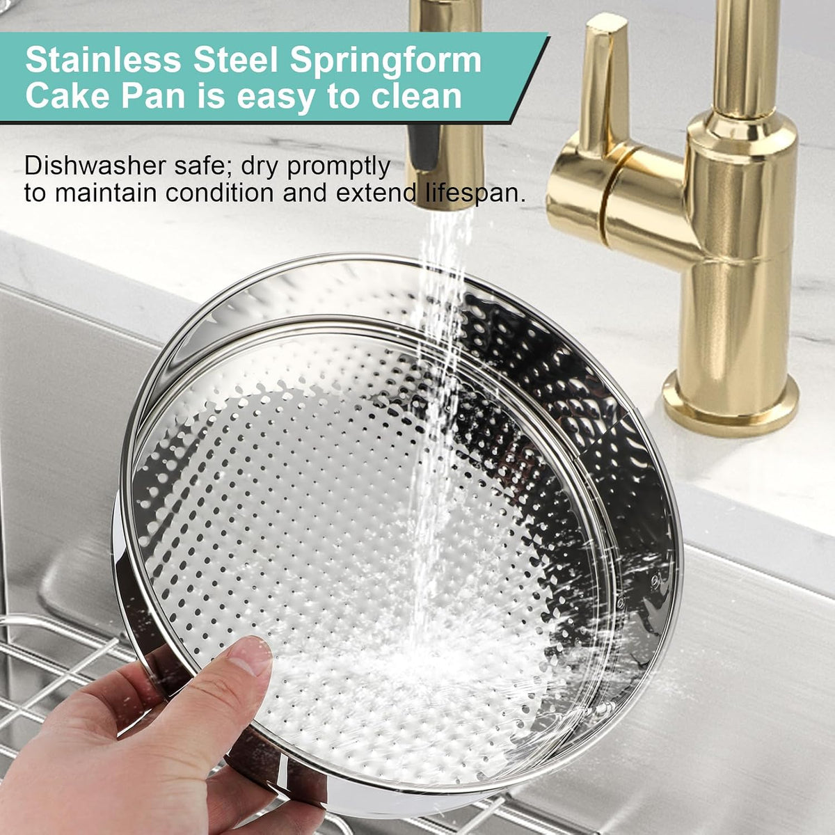 9 Inch Cheesecake Pan, Leakproof 304 Stainless Steel Springform Pan with Silicone Protector for Water Bath Baking, Removable Bottom, 50 Pcs Parchment Paper, Dishwasher Safe