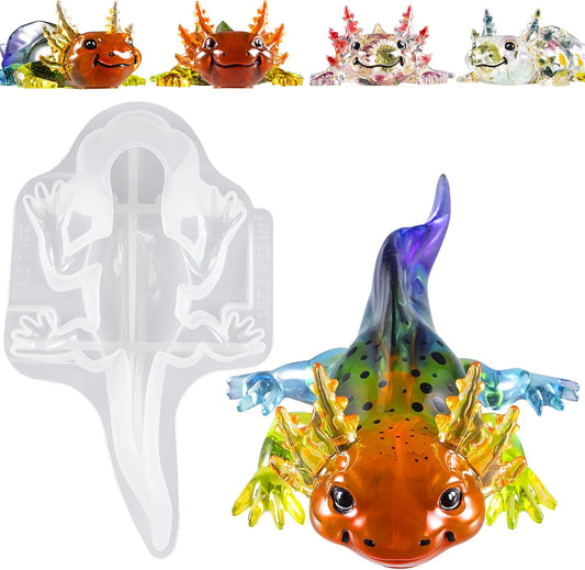 Let's Resin Large Axolotl Resin Molds Silicone, 3D Detailed Animal Silicone Molds, Flexible Effortless Demoldable Epoxy