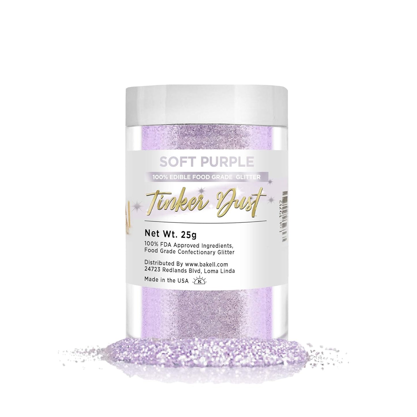 BAKELL Soft Purple Edible Glitter, 25 Grams | TINKER DUST Edible Glitter | KOSHER Certified | 100% E