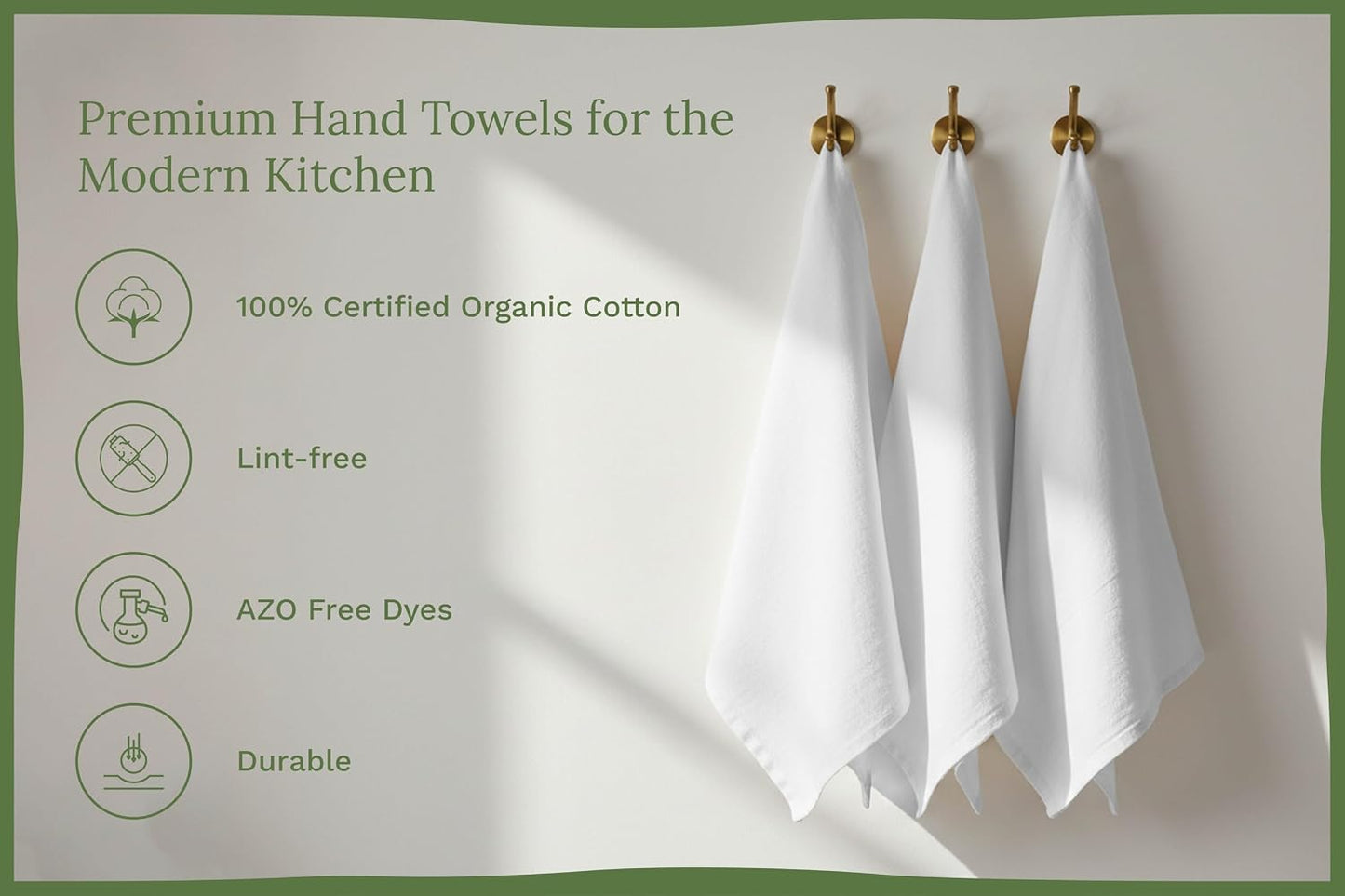 Organic Cotton White Dish Towels - 10 Pack Quick Drying White Kitchen Towels - Lint-Free Organic Cotton Dish Cloths - Extra Large Highly Absorbent Blank Tea Towels - 27"x27"