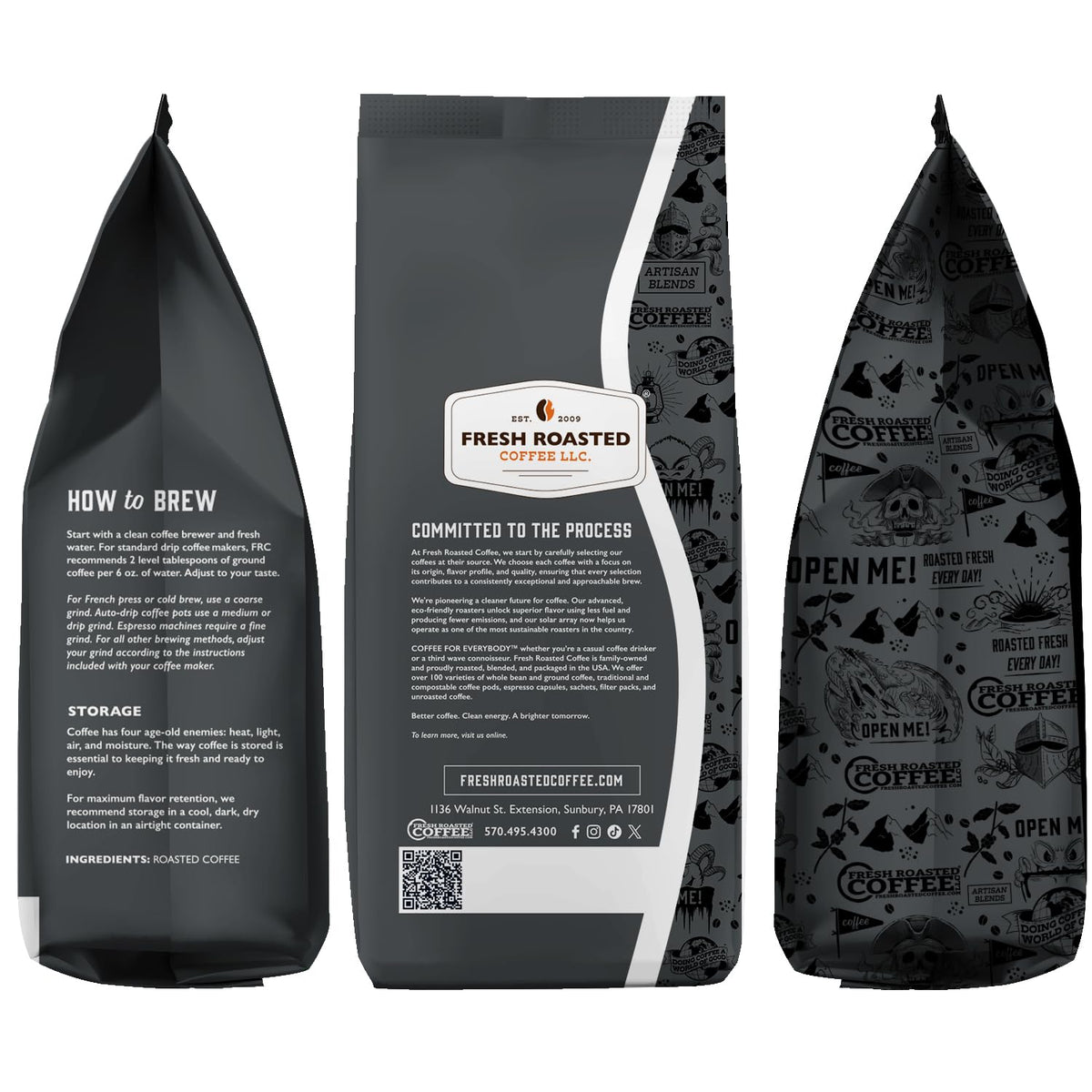 Fresh Roasted Coffee, Seriously Dark Artisan Blend Drip Ground Coffee, Dark Roast, Kosher, 2 lb (32 oz)