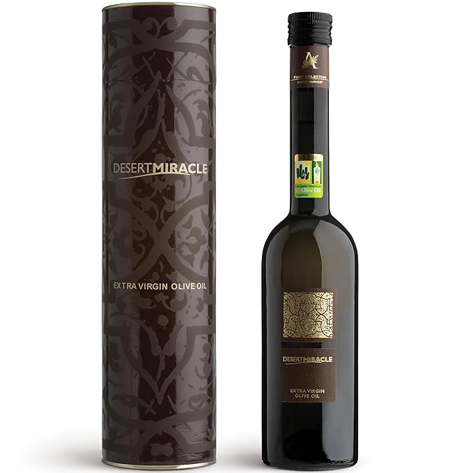 Olive Oil Gift Box of DESERTMIRACLE Cold Pressed Polyphenol Rich Moroccan Olive Oil, Extra Virgin Olive Oil with High Polyphenols, Organic, First Cold Pressed EVOO From Morocco, 17 Fl Oz (Pack of 1)
