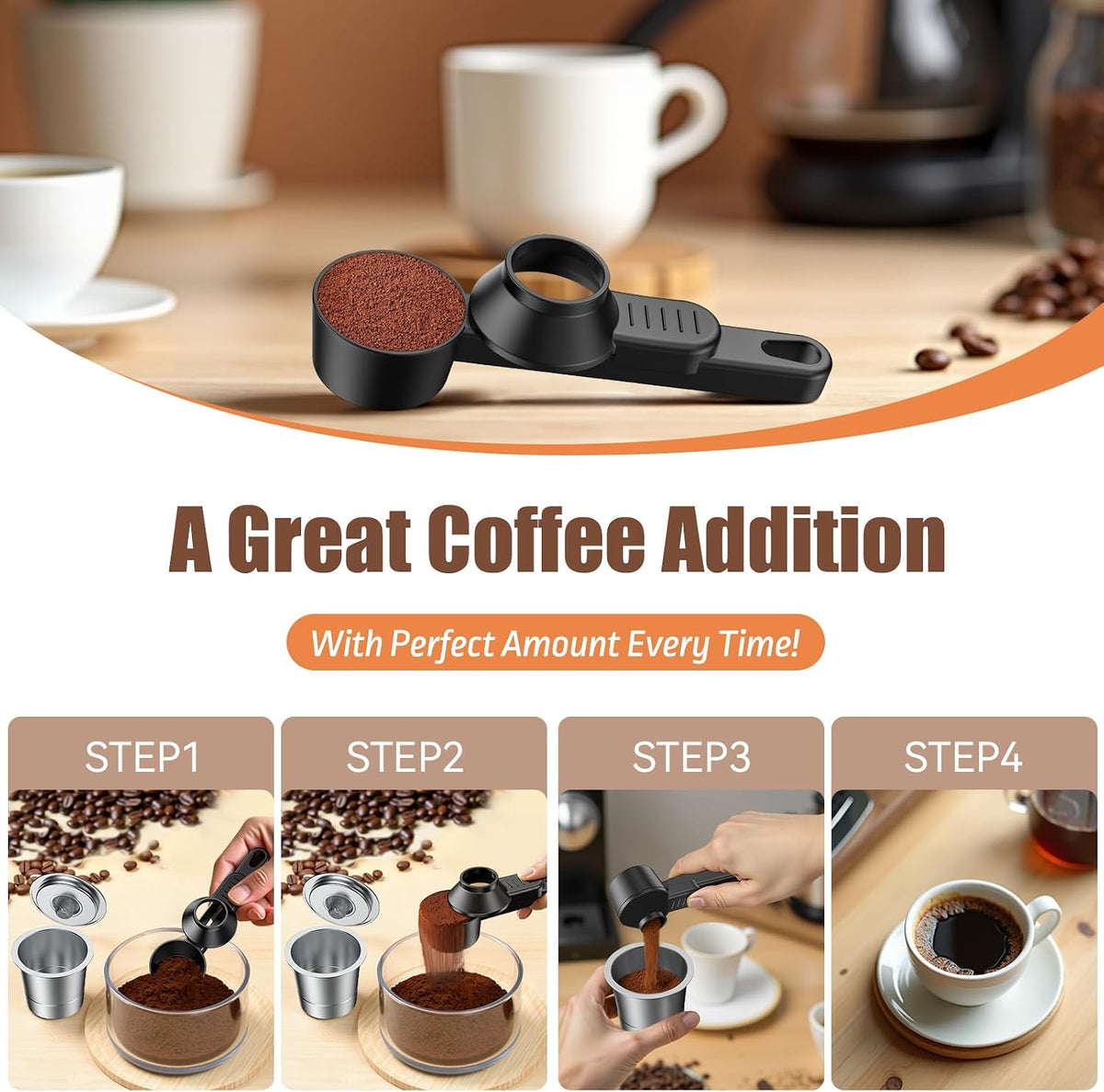 CAPMESSO Coffee Scoop for Reusable K Cup: Funnel Easy Filling Coffee Pods