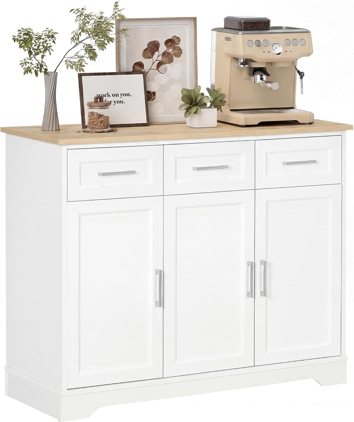 HOMCOM Sideboard Buffet Cabinet with 3 Storage Drawers White