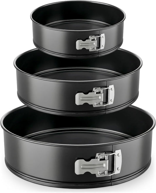 Nutrichef 3-Piece Nonstick Springform Pan Set - Premium Carbon Steel Cheesecake Pans with Stainless Steel Clasp - 6"