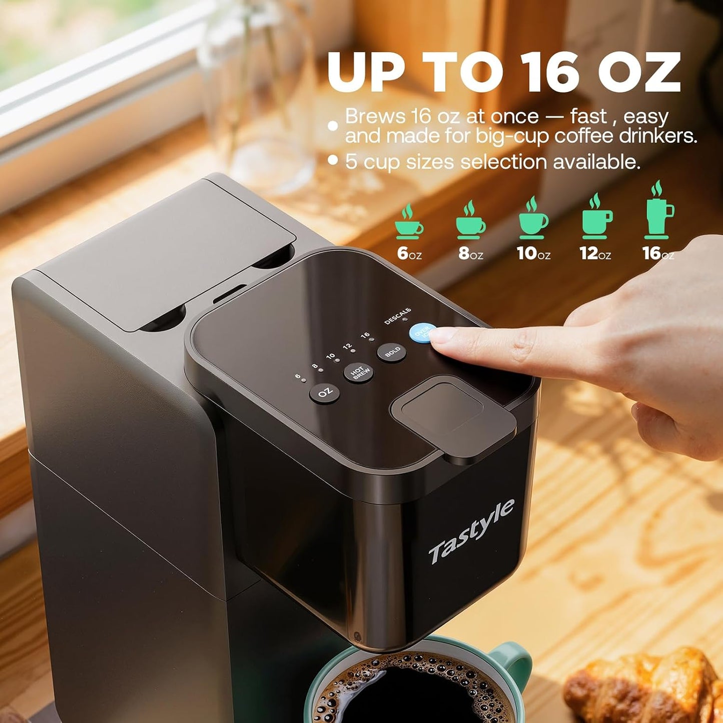 Tastyle Single Serve Coffee Maker Hot and Iced with Bold Brew, Up to 16 Oz