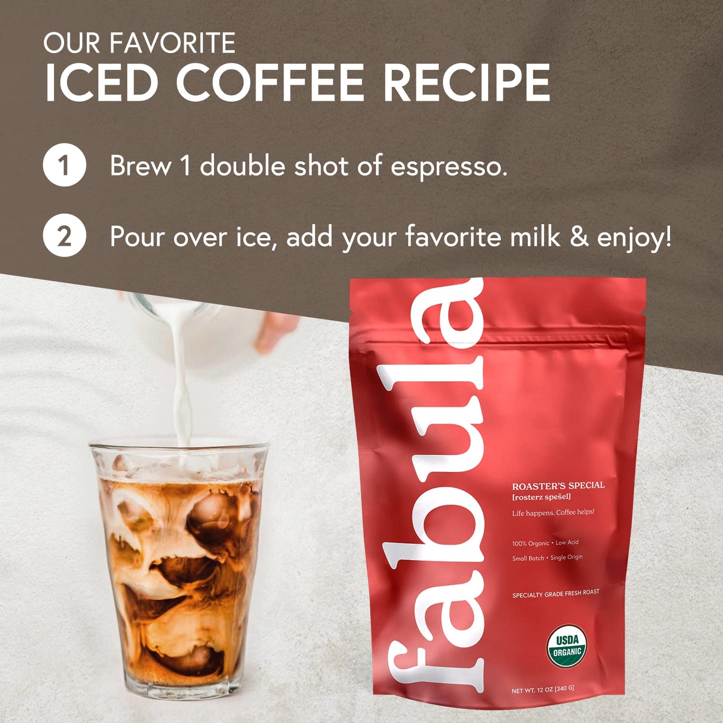 Fabula Coffee Half-Caff Medium Roast Freshly Ground - Organic - Low Acid - Single Origin - Non-GMO - Mold Free - 12 Ounces …