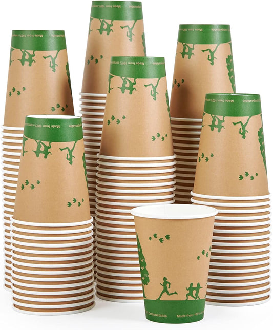 ECOLipak 240 Count 12 oz Compostable Paper Cups, Biodegradable Disposable Paper Coffee Cups with PLA Lined, Eco-friendly Hot