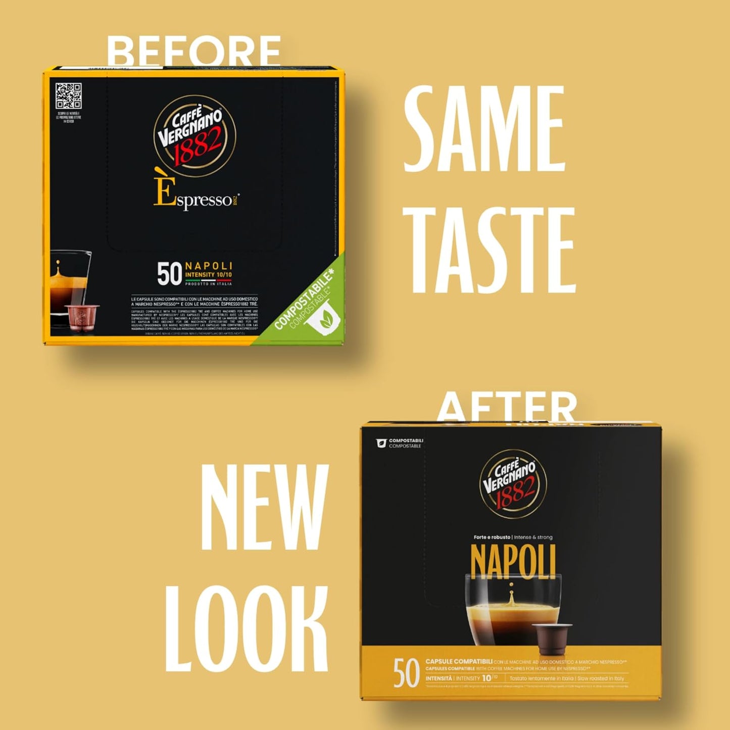 Caffe Vergnano Napoli Espresso Pods, Nespresso Original Compatible, 50 Ct | Pack of 50 Capsules