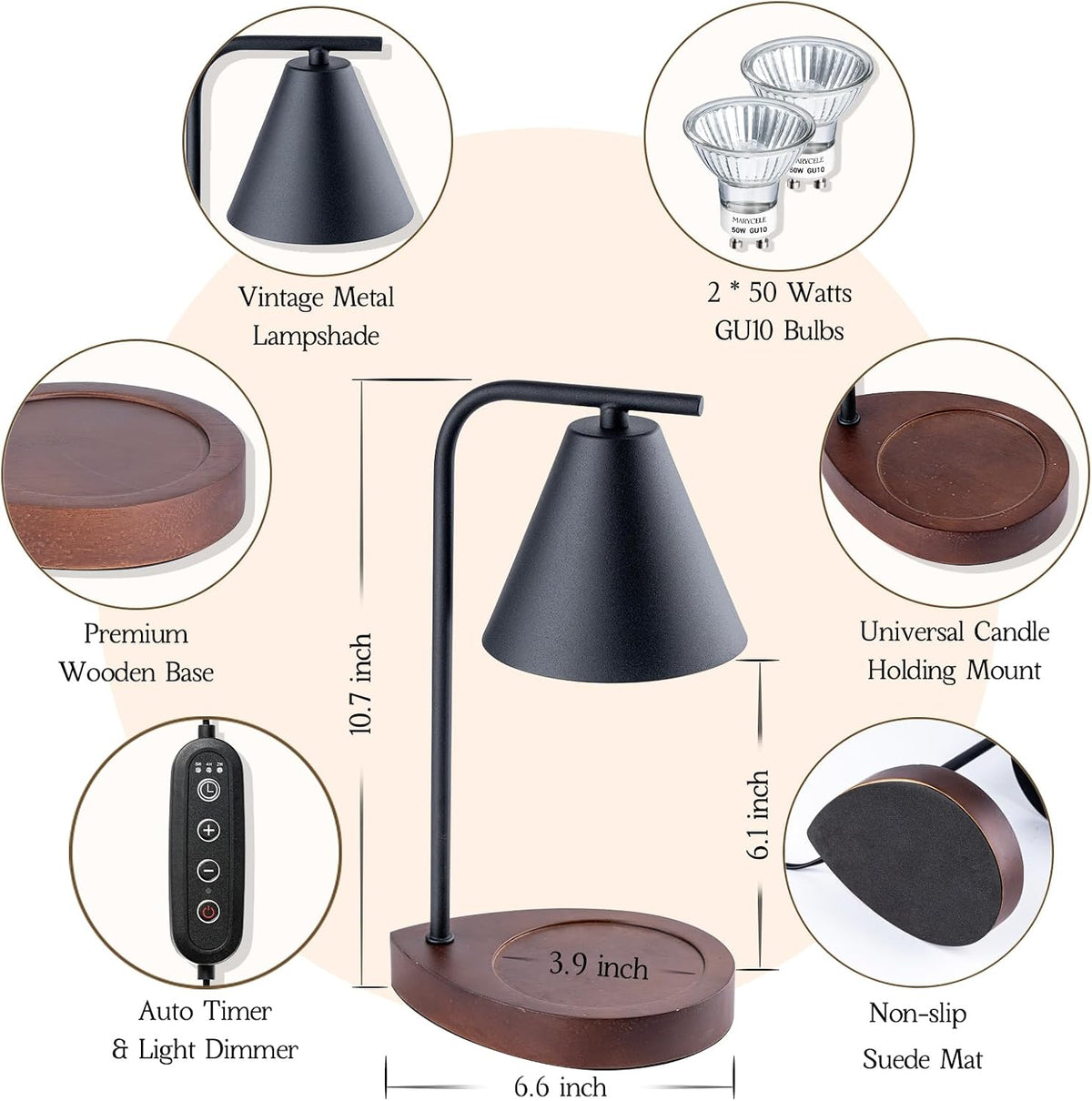 Marycele Candle Warmer Lamp with Timer, Electric Wax Lamp Gifts Home Decor