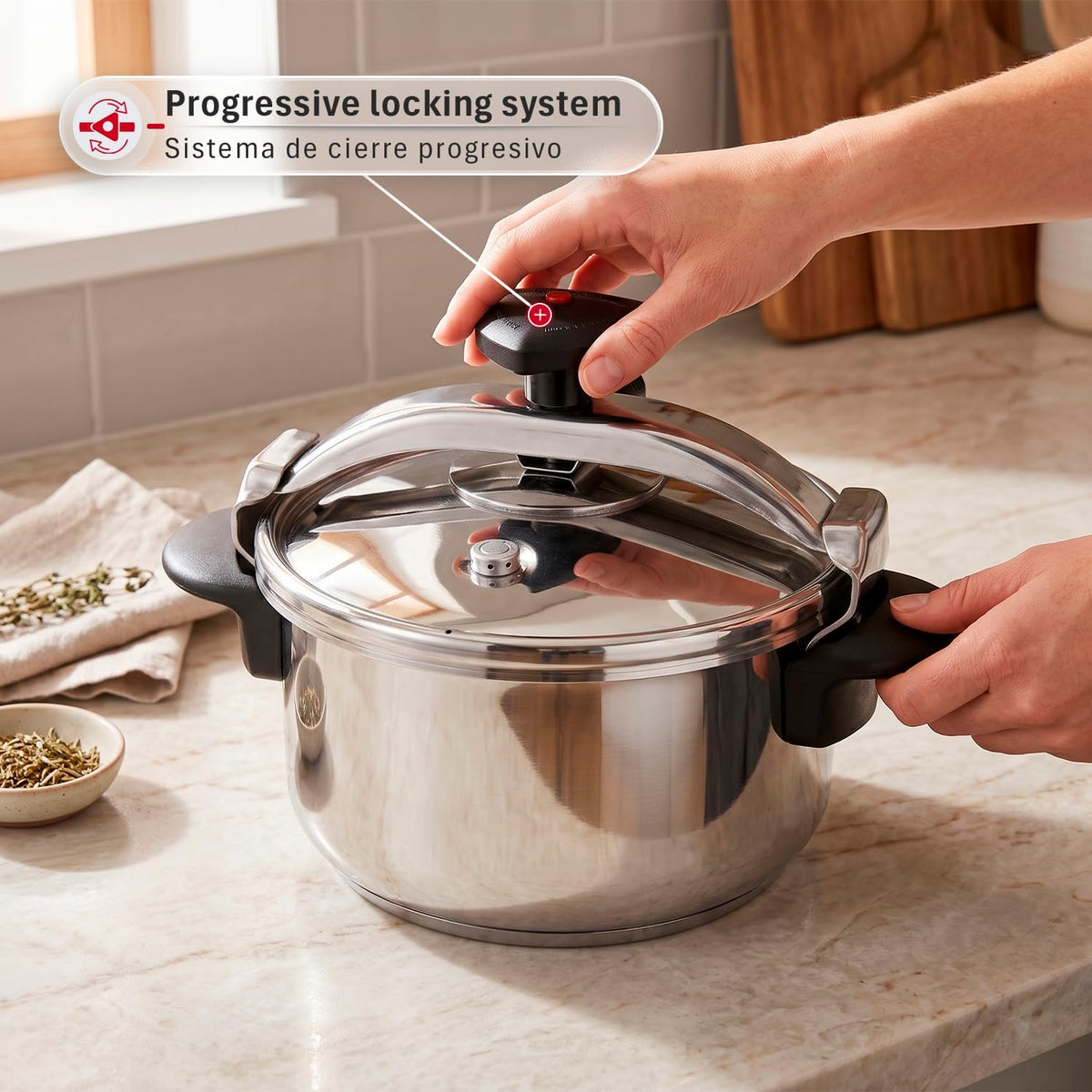 MAGEFESA Star Pressure Cooker, 4.2-Quart, 18/10 Stainless Steel, Works on All Stovetops (Induction Compatible), Safety Lock & 8 PSI Cooking