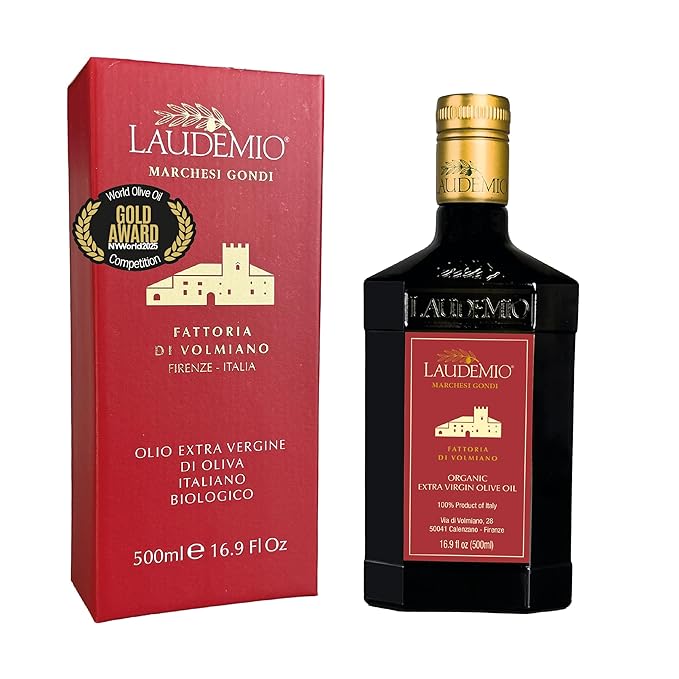 Laudemio Volmiano – Organic Tuscan Extra Virgin Olive Oil, 800+ mg/kg High-Polyphenol Italian EVOO, 2025 NYIOOC Gold Award, Early Harvest, Cold Extracted, Lab Tested, Pesticide-Free, Premium Gift Box