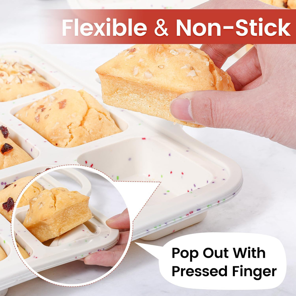 CAKETIME Metal Reinforced Bakeware Set, Silicone Muffin Pans for Baking Nonstick with Handle,12 &amp; 24 Cup Muffin Pans and 12-Cup Mini Loaf Pan, BPA Free