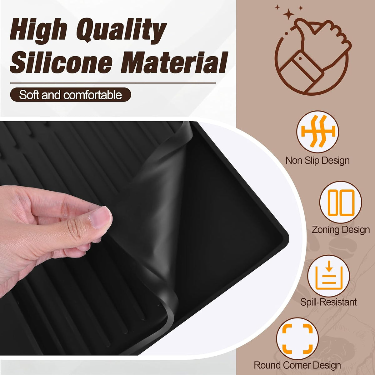 Mini Fridge Silicone Mat &amp; under sink mat 24"x16"x0.4" - Removable, Non-Slip, Waterproof | Idea for dishwasher, coffee maker, pet feeding, cat litter, gardening, DIY craft, tool, bathroom