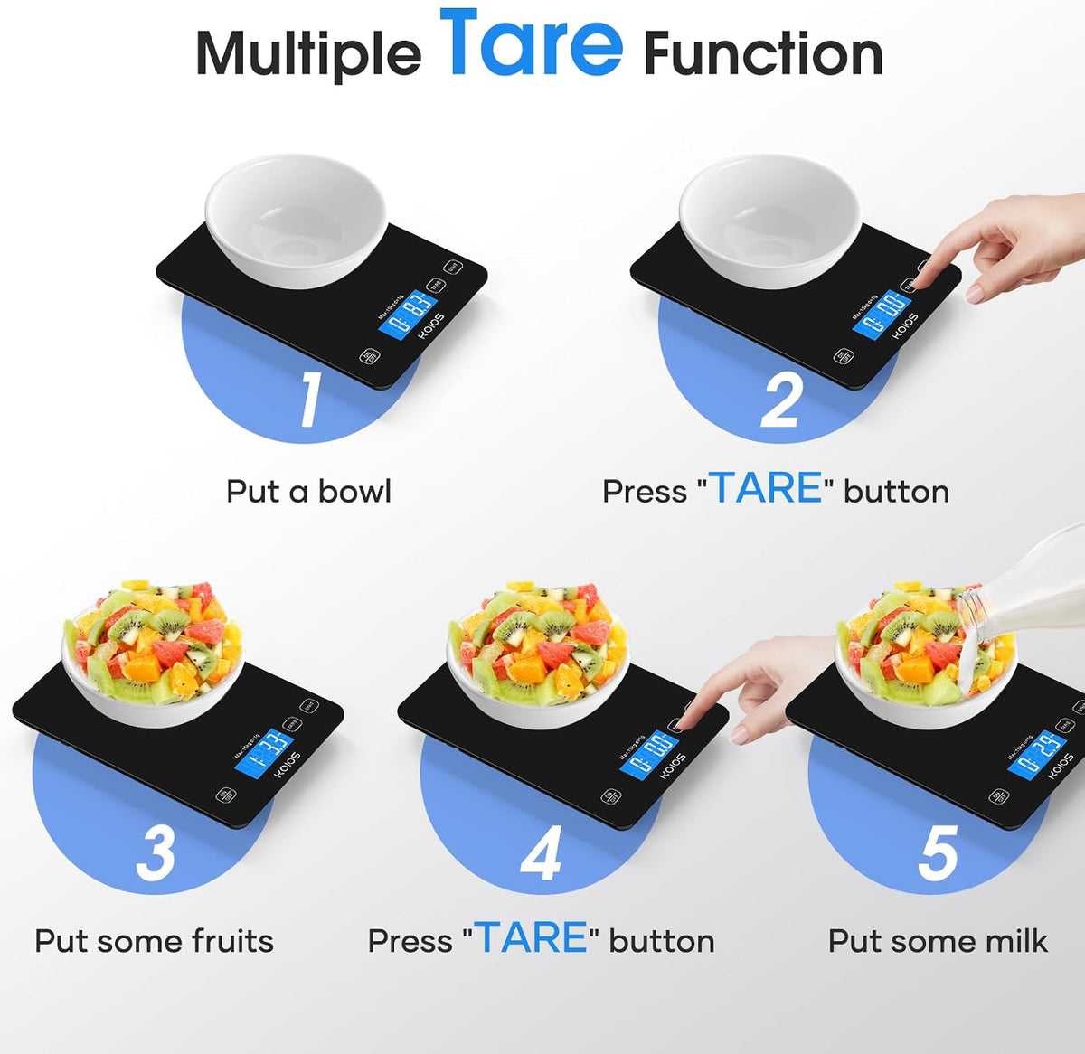 33lb Kitchen Scale 0.1oz Precision,Batteries &amp; Type-C Charging(Black) | Compact Food Scale with 5 Units &amp; Tare Function, LCD Backlit Display, Easy to Clean, Ideal for Cooking Baking &amp; liquids