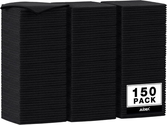 AIDEA Microfiber Cleaning Cloth Black 150PK, Microfiber Towels for Cars, Premium Car Cloths, Dusting Cloth Lint Free