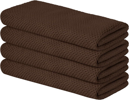 Artoid Mode 100% Cotton Dark Coffee Waffle Weave Kitchen Dish Cloths, 13x28 Inch Ultra Soft Absorbent Quick Drying Kitchen