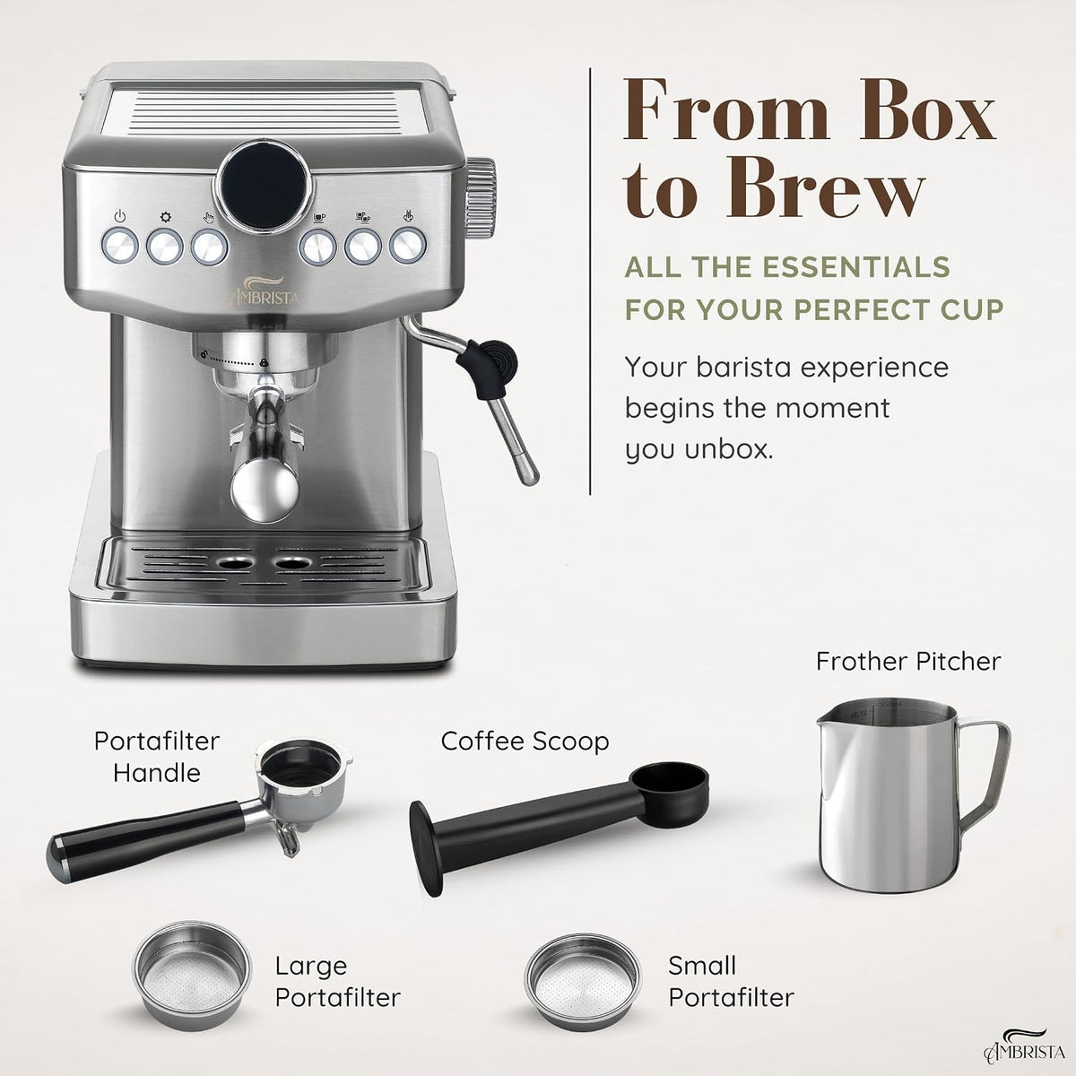 Espresso Machine, 20 Bar, Steam Wand for Lattes and Cappuccinos