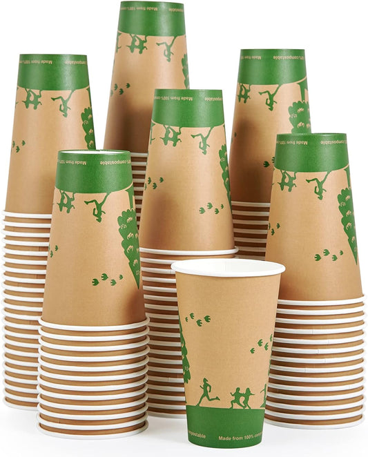 ECOLipak 210 Count 16 oz Paper Cups, 100% Compostable Paper Coffee Cups with PLA Lined, Disposable Biodegradable Hot Paper