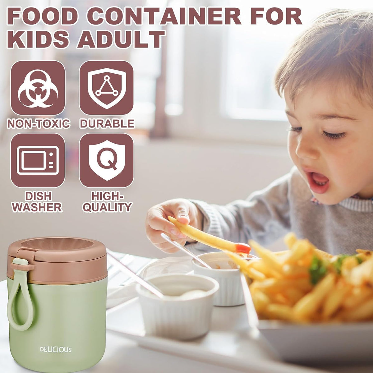 3 Pack Insulated Food Jar Set for Kids 15.2 oz Vacuum Insulated Hot or Cold Lunch Container Stainless Steel Soup Jar Leakproof Wide Mouth with Lid Folding Spoon for School Office Picnic