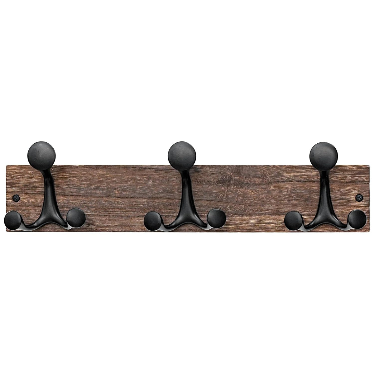 Skoloo 17-Inch Wood Burnt Coat Rack Wall Mount with 3 Triple Hooks - Ideal for Family Entrances, Classrooms, and Pet Supplies Storage