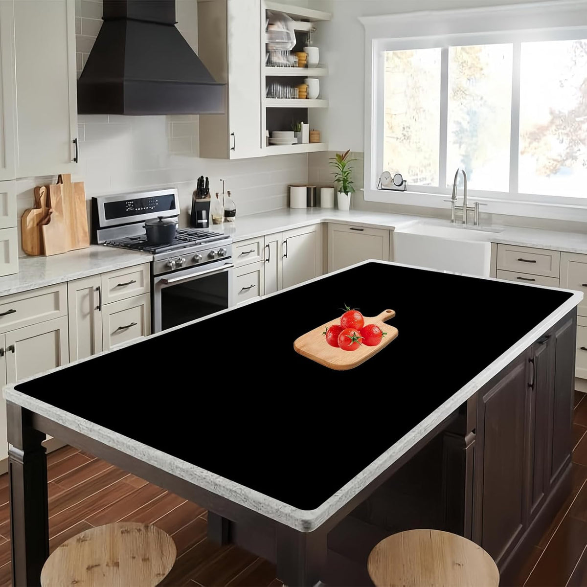 72''x36'' Large Silicone Mat for Kitchen Counter, Non-Slip Heat Resistant Countertop Protector, Waterproof Multipurpose Mat for Kitchen Island, Black