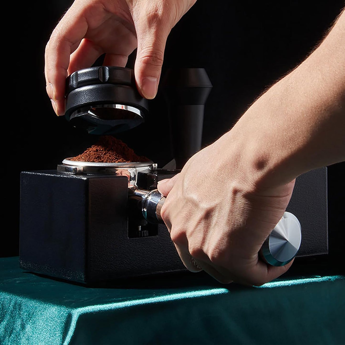 Espresso Tamping Station, ABS Plastic Black Portafilter Holder Espresso Coffee Equipment for Bar Home Office,Fit for 51mm 53mm(Accessories not Included)