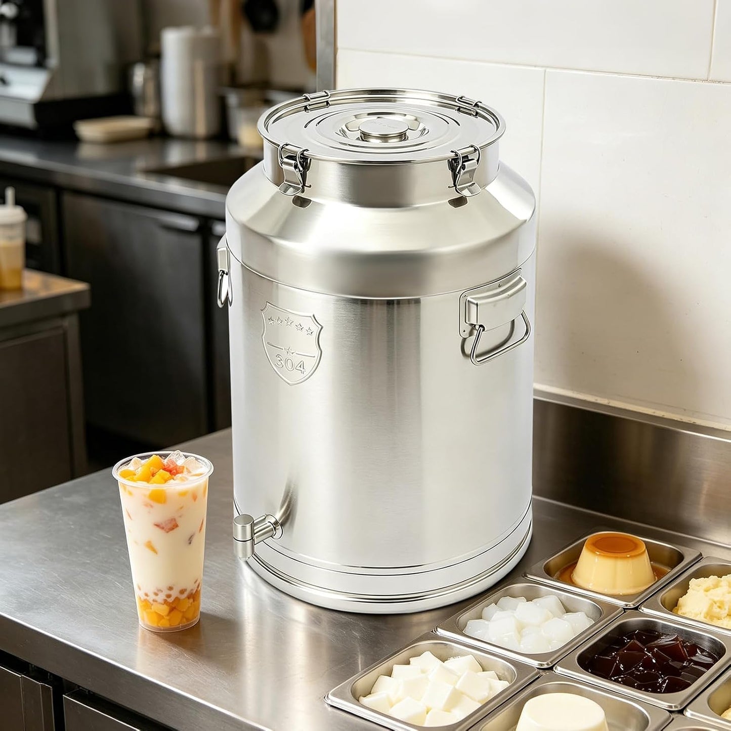 76L/20Gal 304 Stainless Steel Milk Can with Spigot