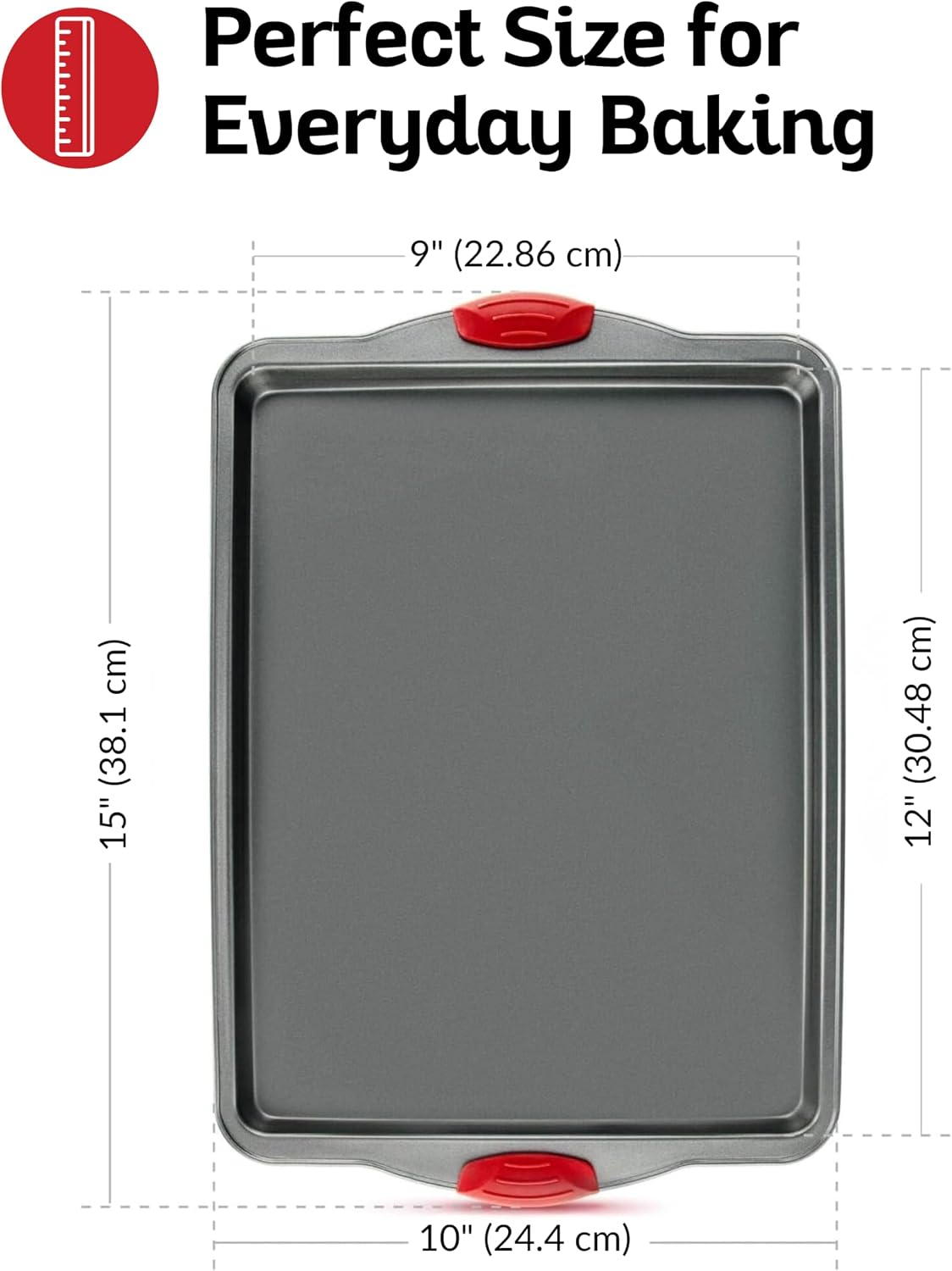 Nonstick Baking Sheet Pan Heavy-Gauge Carbon Steel, Warp, Dent, and Rust-Resistant Gourmet Rimmed Half Cookie Sheet Tray, Non-Toxic for Exceptional Baking Performance - 15x10 Inch