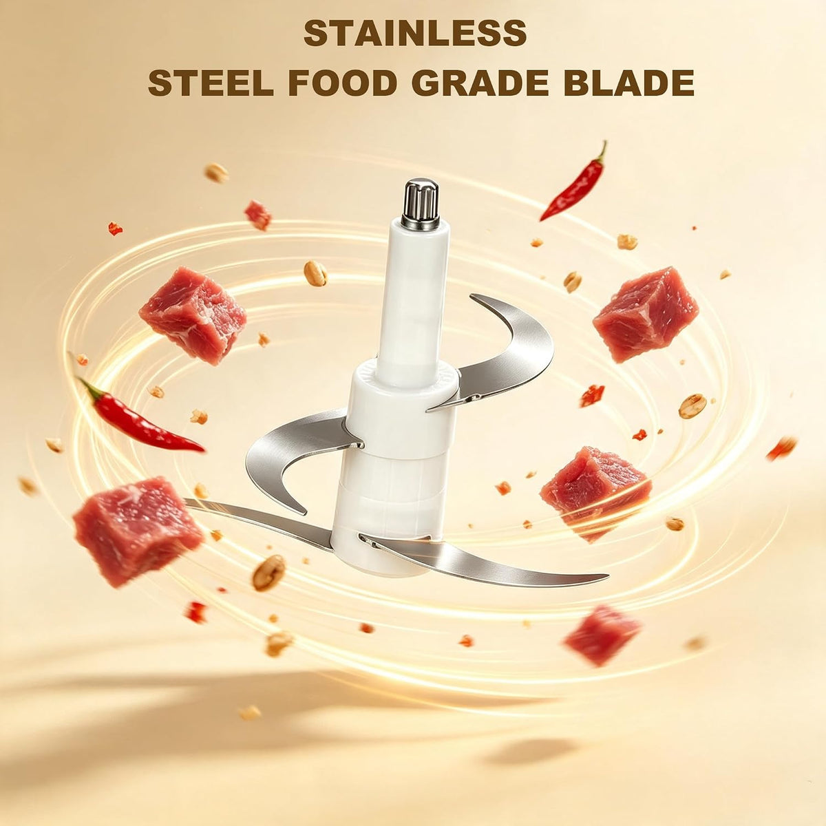 Liebe&Lecker Food Processor, Meat Grinder with 1 Bowl 8 Cup, Electric Food Chopper with 4 Large Sharp Blades for Meat, Fruits, Vegetables, Baby Food, Nuts, 2 Speed, 350W