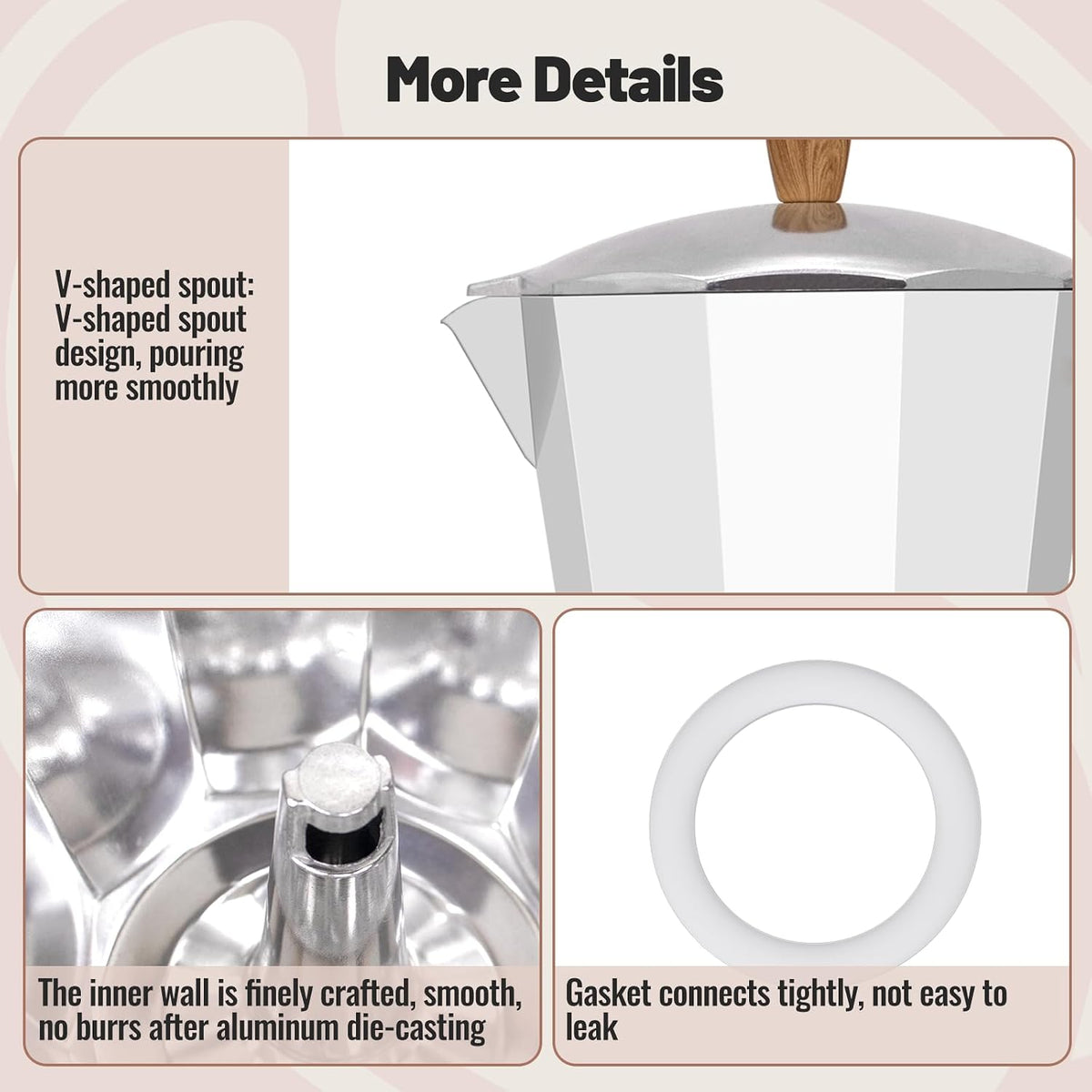 3 Cup Aluminum Moka Pot Classic Stovetop Espresso Coffee Maker