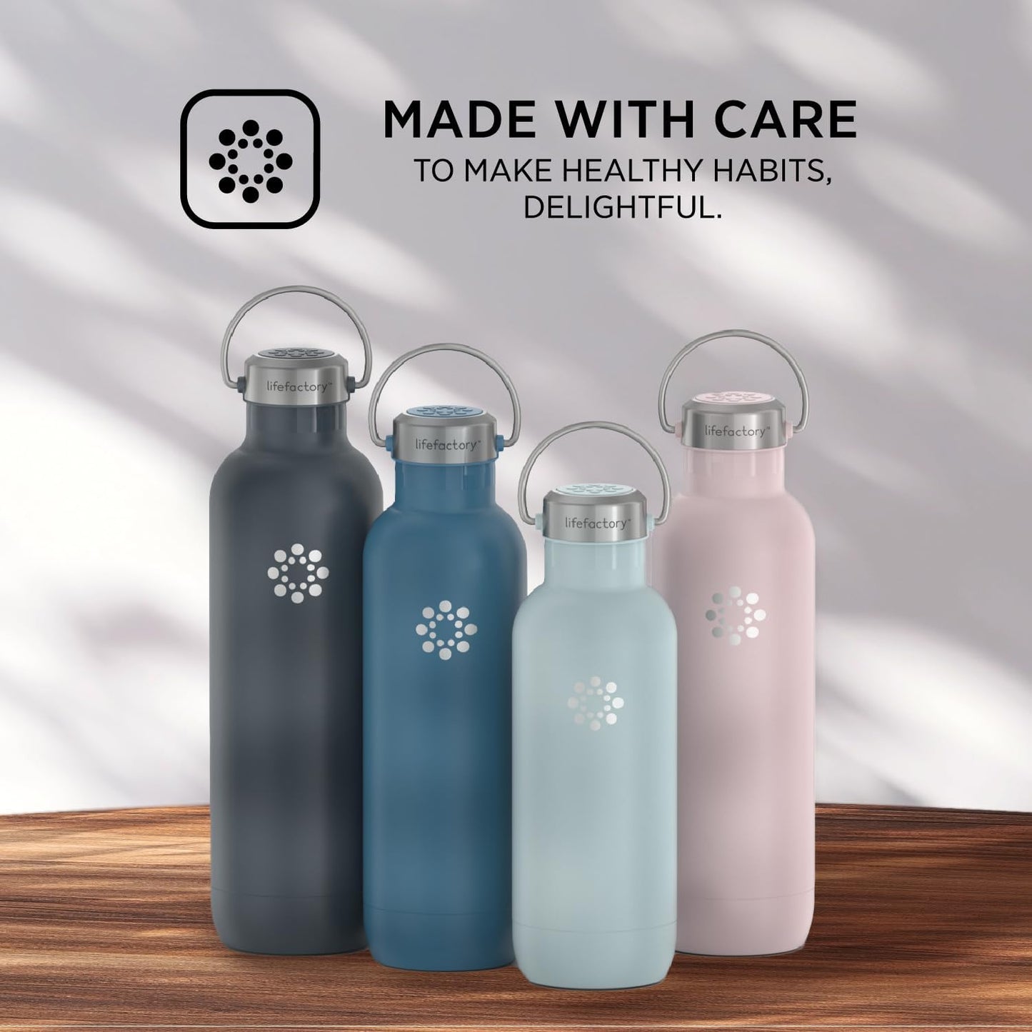 Lifefactory 16oz Stainless Steel Sports Bottle with Chug Cap, Dark Denim | Vacuum Insulated, Chug Cap, Carry Handle, BPA Free, Reusable, Dishwasher Safe