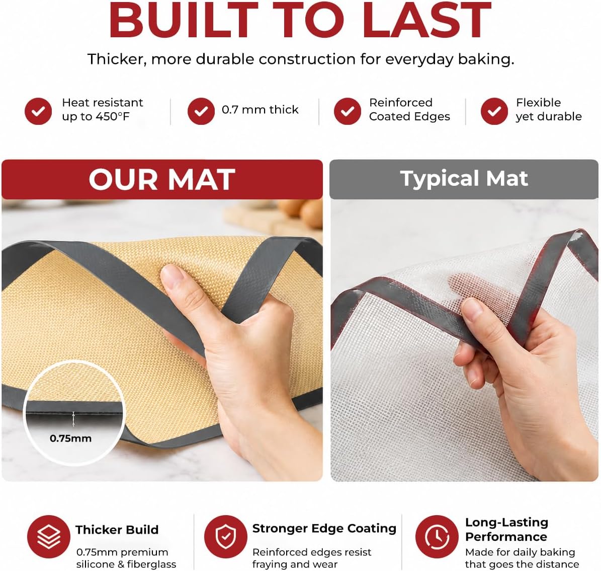 Silicone Baking Mats Half Sheet Non Stick for Oven Reusable 4 Pack - Thick Heavy Duty Silicone Baking Mat Cookie Sheet 1/2