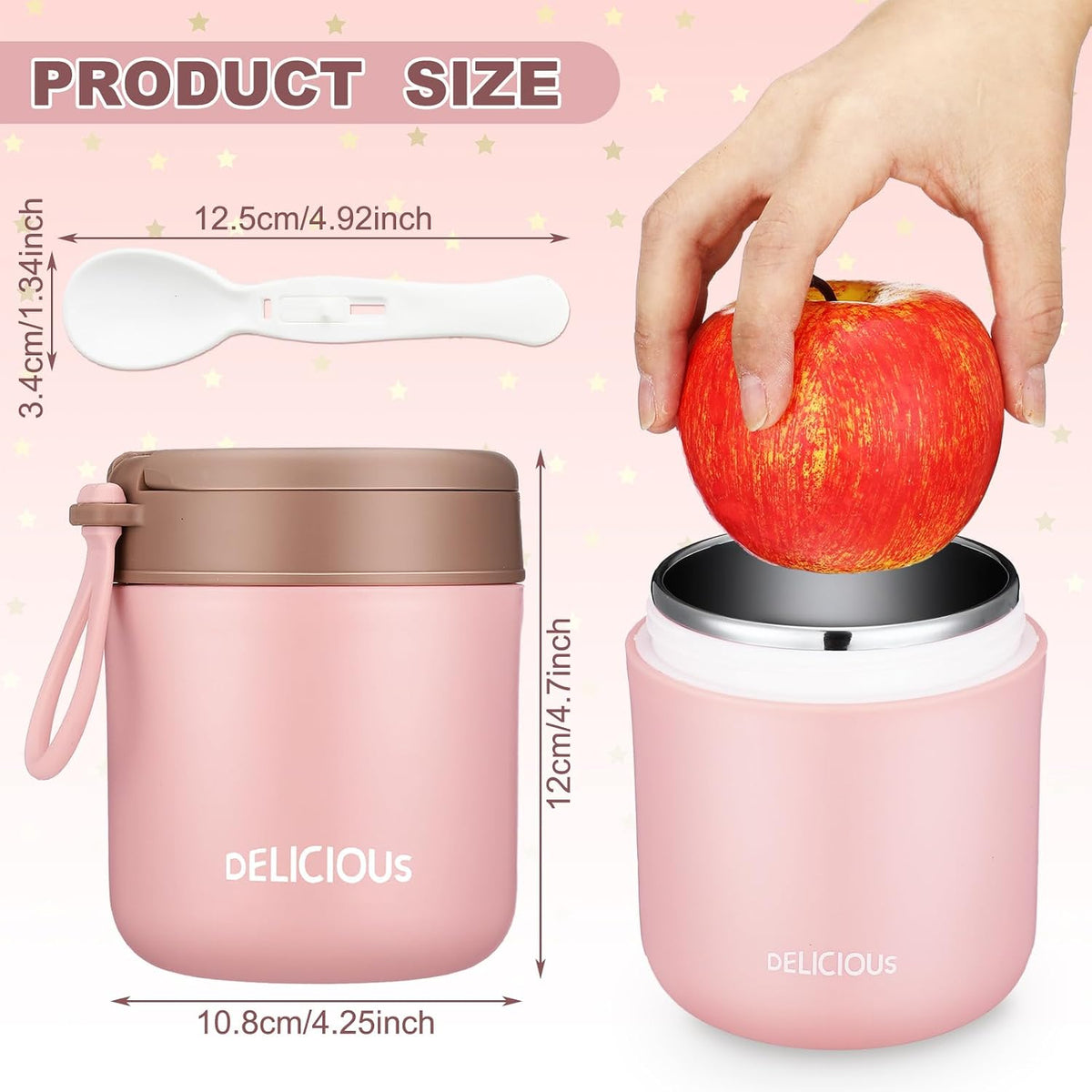3 Pack Insulated Food Jar Set for Kids 15.2 oz Vacuum Insulated Hot or Cold Lunch Container Stainless Steel Soup Jar Leakproof Wide Mouth with Lid Folding Spoon for School Office Picnic