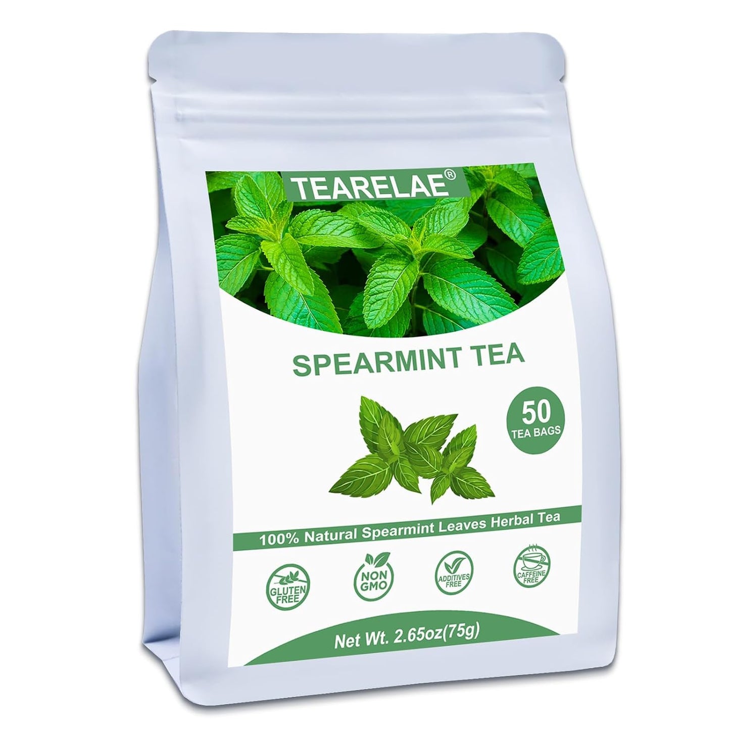TEARELAE - Spearmint Tea Bags, 50 Count, Spearmint Leaves Herbal Tea | Cooling mint aroma, Non-GMO and caffeine-free, supports digestion and naturally freshens breath