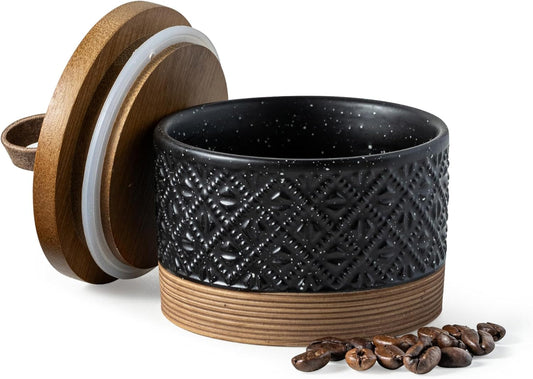 Mini Ceramic Jars with Airtight Lid, Coffee Container Canister Kitchen Food Storage Jar with Lid for Spice Sugar Tea Bag,