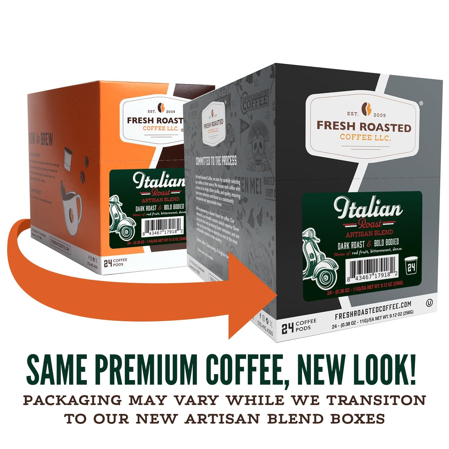 Fresh Roasted Coffee, Italian Roast, Dark K-Cup Pods for Keurig Brewers, Dark Roast, Kosher, 24 Count (Pack of 1)