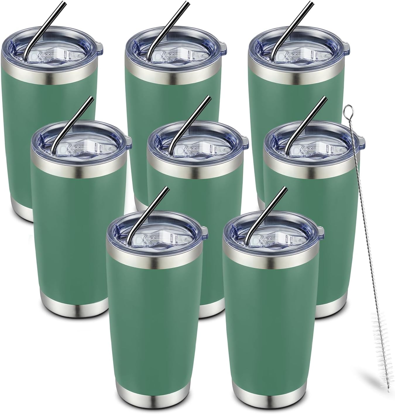 COMOOO 20oz 8 Pack Tumbler Double Wall Vacuum Insulated Coffee Travel Mug Stainless Steel Tumbler Bu