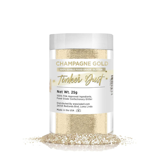 Bakell Bulk Size | Champagne Gold/Beige Edible Tinker Dust Edible Glitter Jar | Food Grade Gourmet Dessert, Foods, Drink