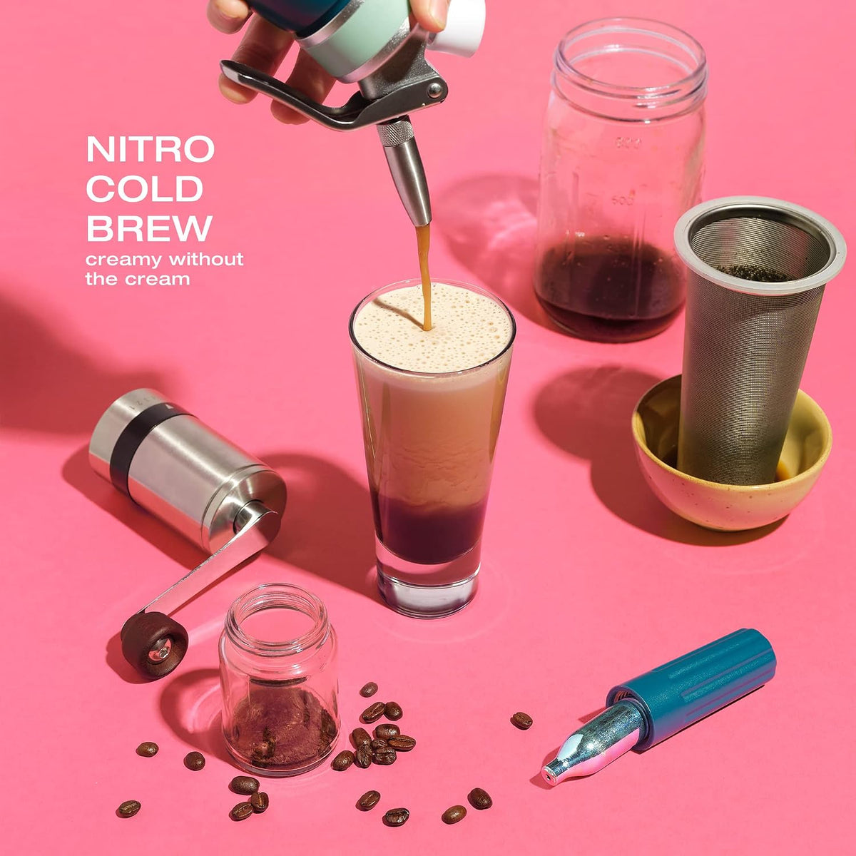 Nitro Cold Brew Maker, Nitro Diffuser Nozzle &amp; Cold Brew Maker, 1-Pint/0.5L