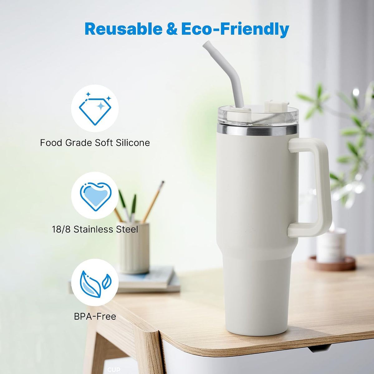 Replacement Metal Straws with Silicone Tip for 30oz Stanley Cup