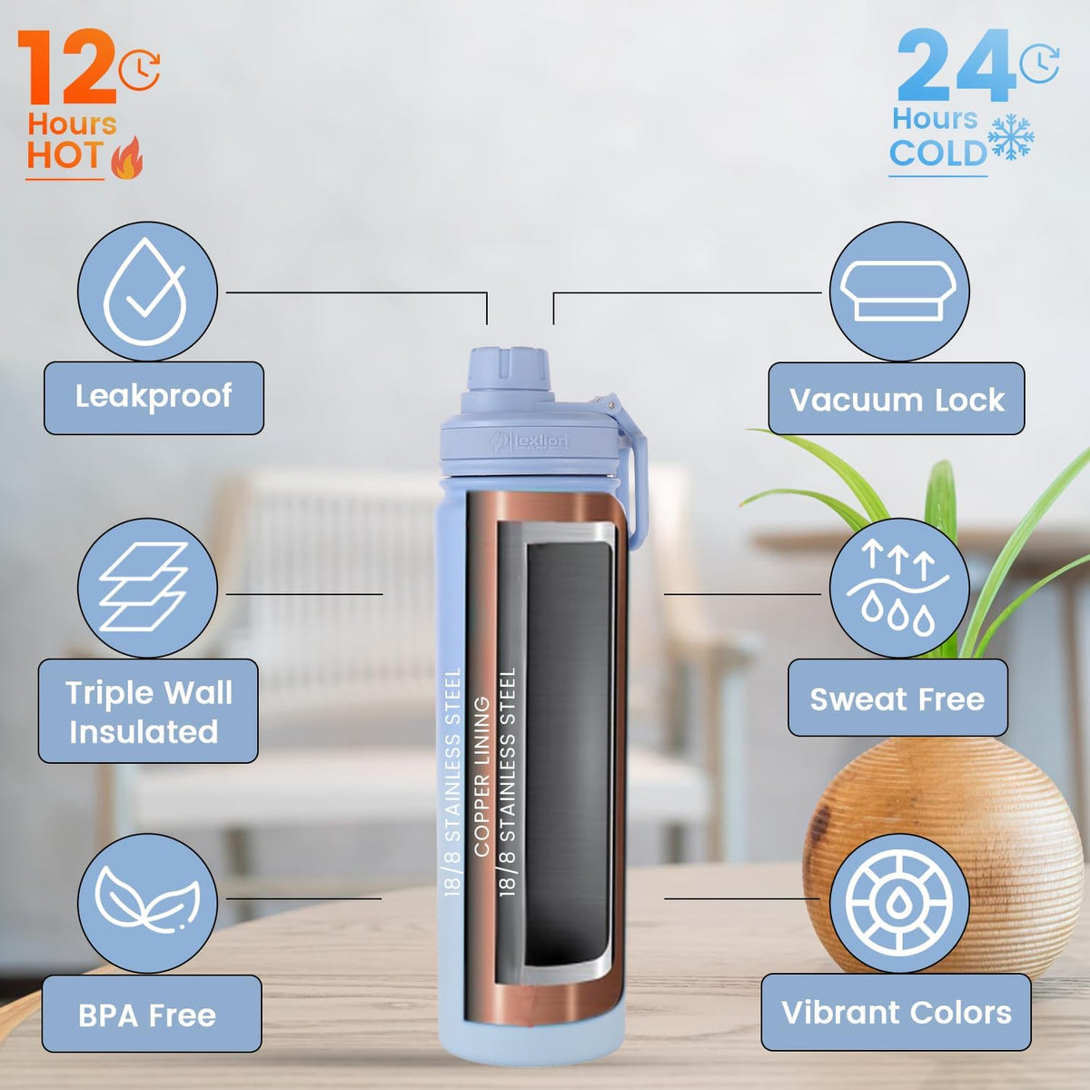 Lexlion Tea Infuser Water Bottle 22 Oz