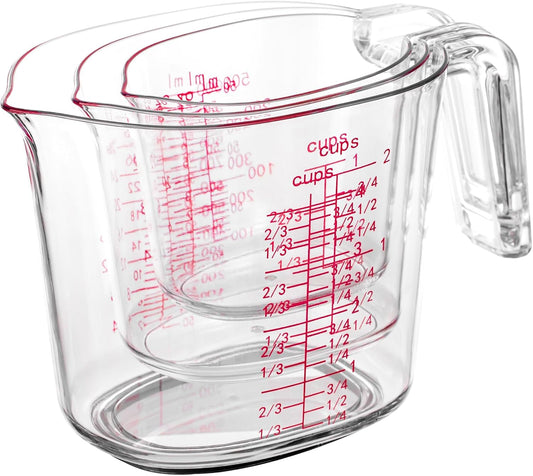 3PCS Nesting Liquid Measuring Cups Set, Measuring Jugs For Kitchen 1 Cup/250ml/8oz, 2 Cup/500ml/16oz,4 Cup/1000ml/32oz - BPA