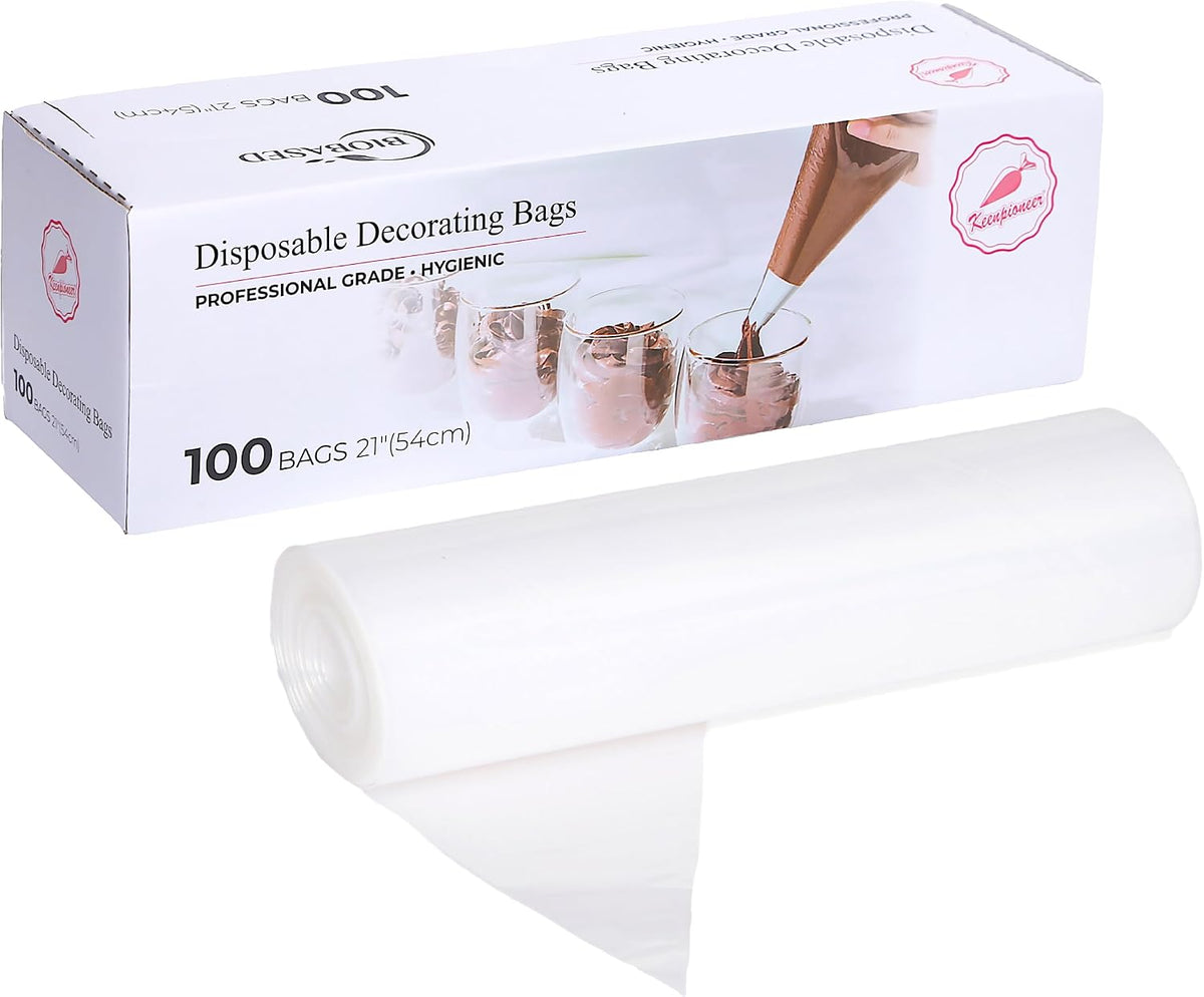 Keenpioneer Disposable Piping Bags, Biobased, 21 Inch, Clear,