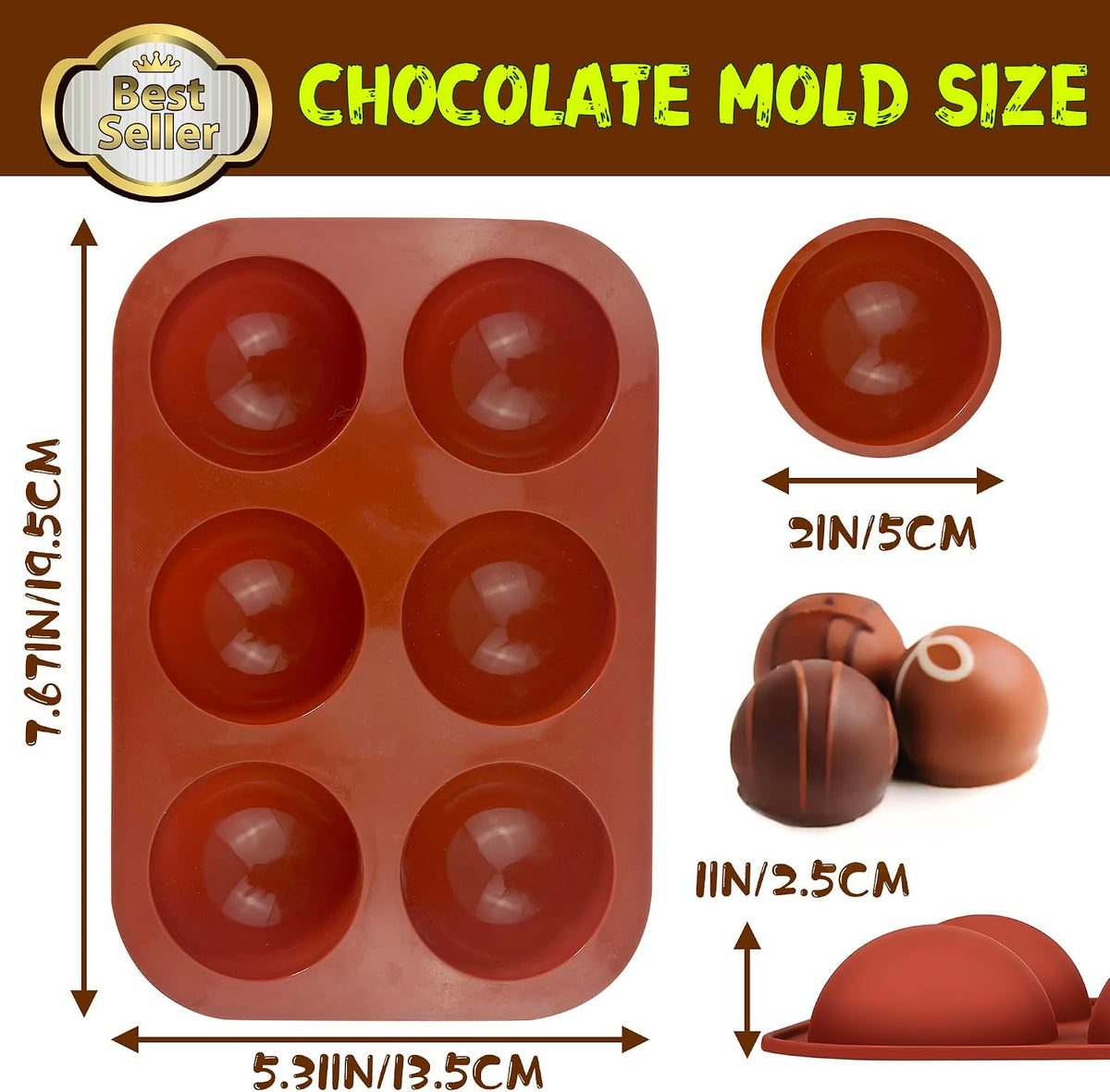 Silicone Cake Mold，6-Link Small Round Cake Mold - 2pack…
