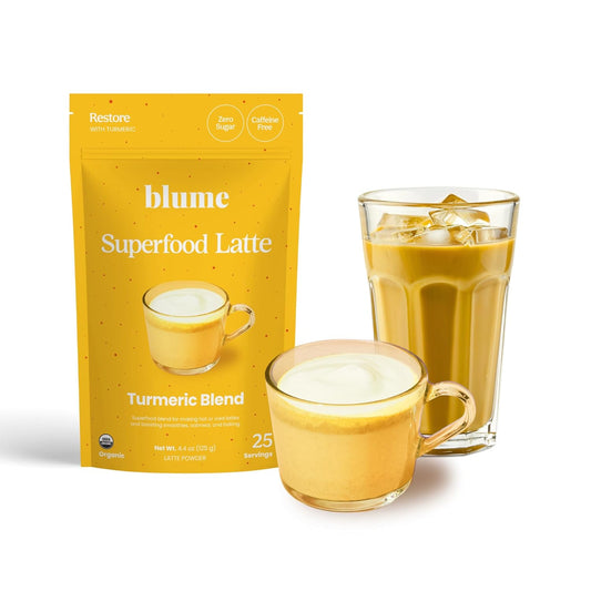 Blume Superfoods Latte - Turmeric Powder and Ginger Powder - Golden Milk, Cardamom, Ginger Root, Caffeine Free, Sugar-Free,