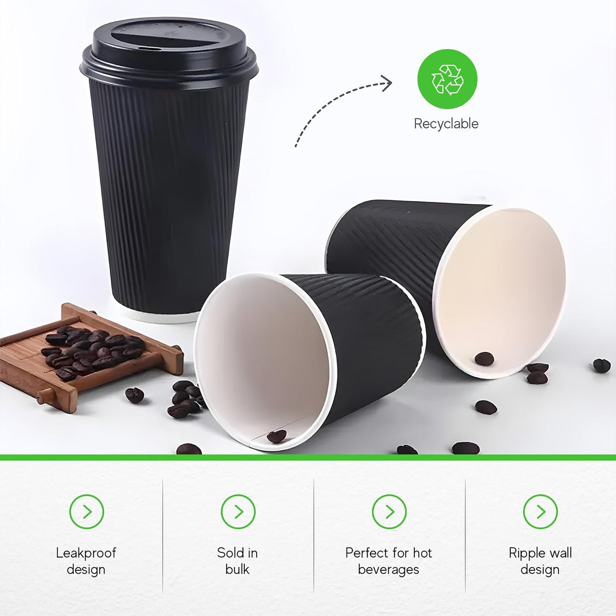 Restaurantware Coffee Cups 500 Pack of 12 oz Ripple Wall Insulated Coffee Cups Non-Slip Design Disposable Hot Beverage Drinkware For Cafe